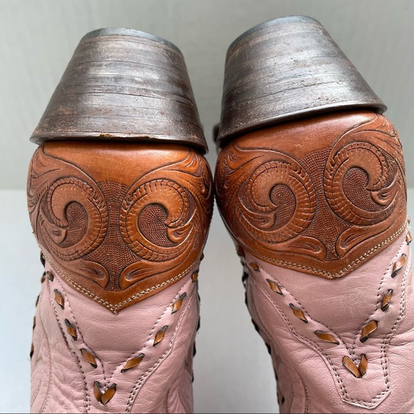 Back at The Ranch Santa Fe Saddle 12” Calf Skin Tooled Western Cowboy Boots Sz 6 - Picture 6 of 13